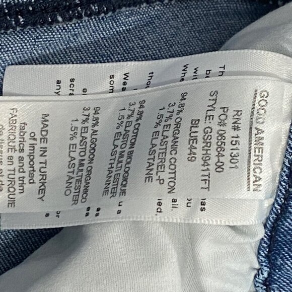 Good American Good Legs straight mid rise frayed hem & waist Sz 6 / 28 stretch - Picture 5 of 13